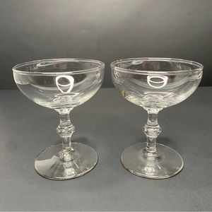 VTG Set Of 2 Mid Century Modern Coupe Crystal Champagne Cocktail Glass Cups Stem